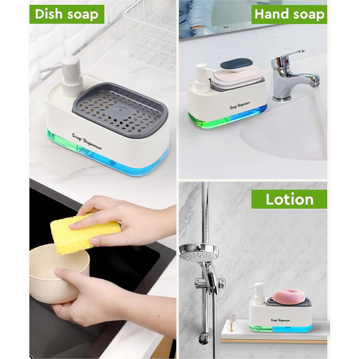 Dispensador de Jabón Dual Bestseek 3 en 1 para Cocina - Blanco