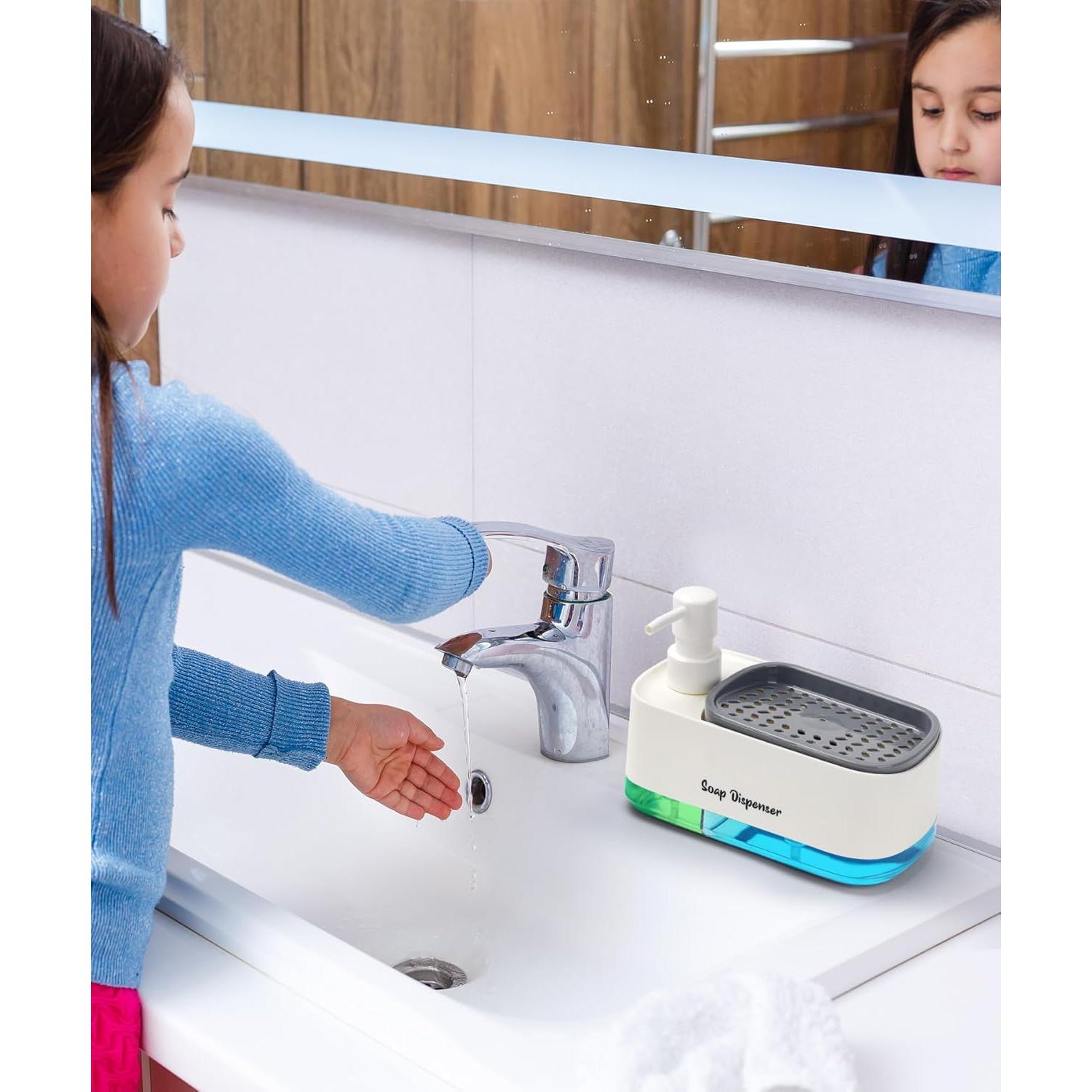 Dispensador de Jabón Dual Bestseek 3 en 1 para Cocina - Blanco