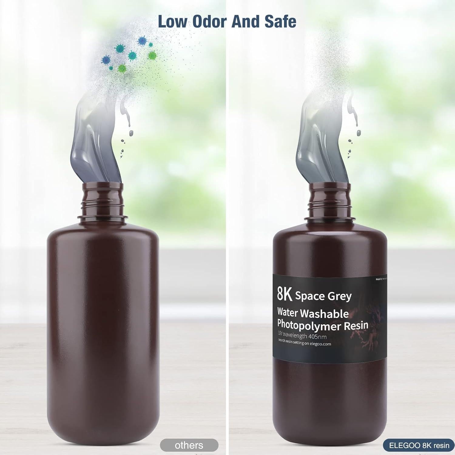 Resina 3D ELEGOO 8K Lavable con Agua 1000g Color Gris
