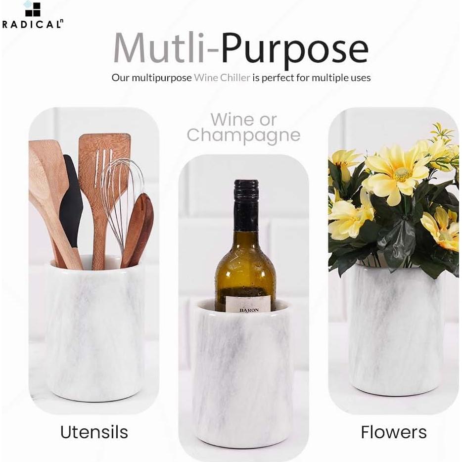 Enfriador de Vino de Mármol Radicaln 16.5 cm Blanco Aislado