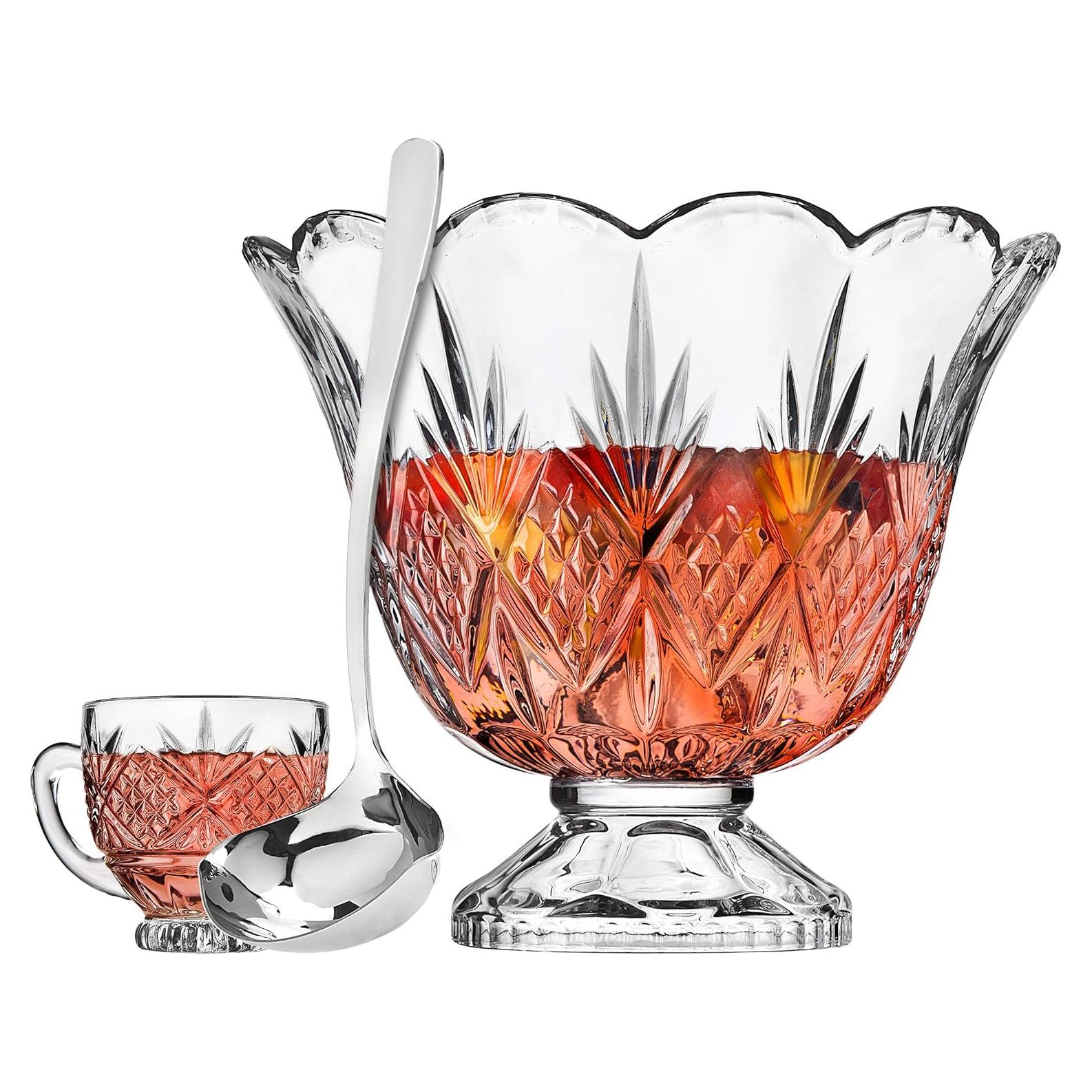 Juego de Tazón de Ponche Godinger Dublin 10 Piezas Cristal