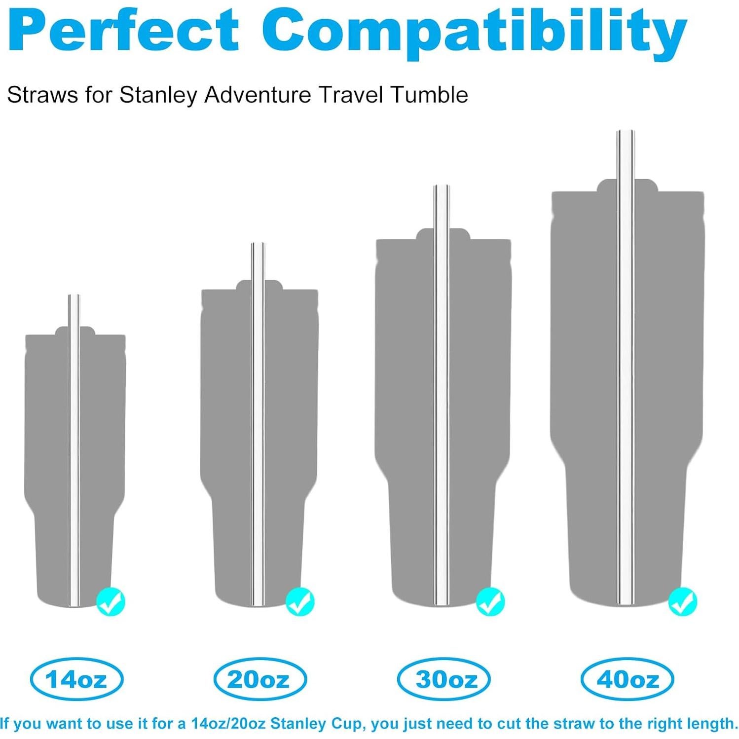 Pajitas Reutilizables Ajedrmy para Taza Stanley 40 oz - 6 Pzas