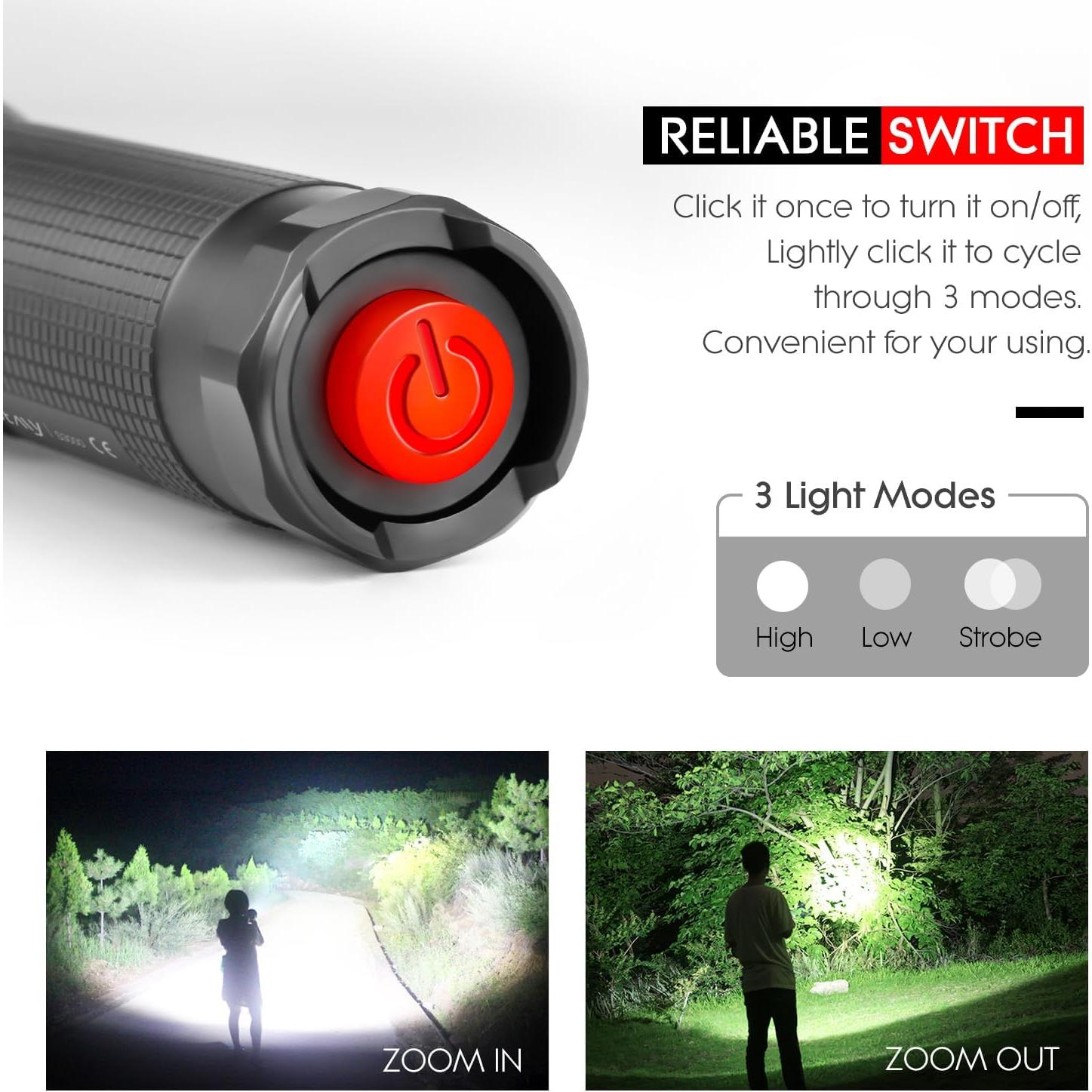 Linterna LED WdtPro S3000, 1600 Lúmenes, IP67, 3 Modos