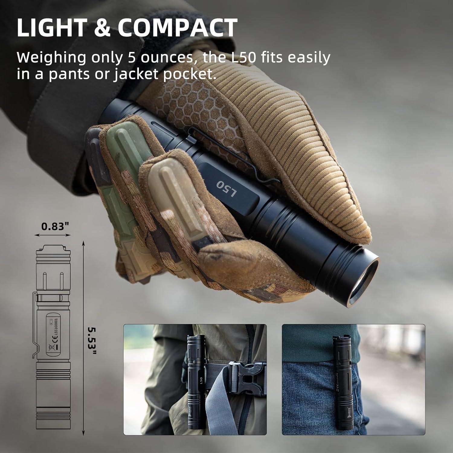 Linterna táctica WUBEN L50 recargable 1200 lúmenes IP68