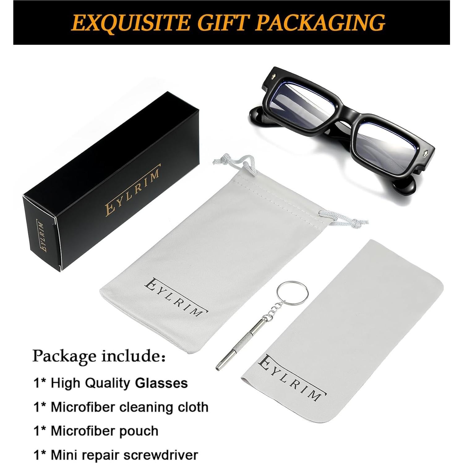 Gafas de Luz Azul EYLRIM Unisex Marco Cuadrado 50mm