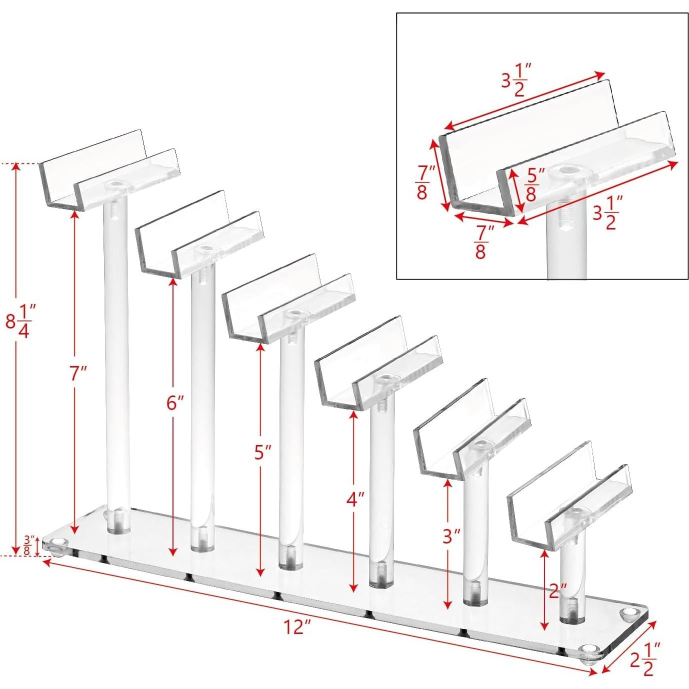MOOCA Soporte Acrílico para Gafas 3 Piezas 6 Niveles 20 cm