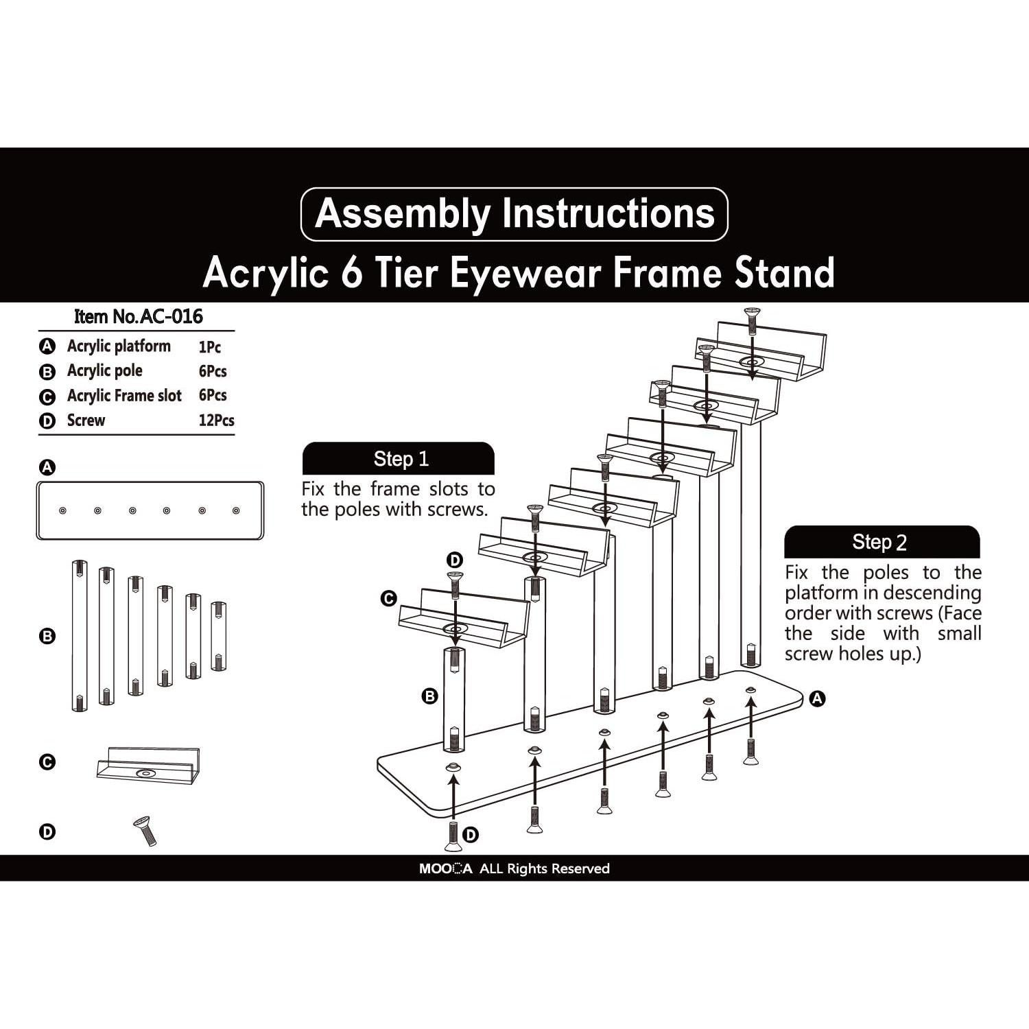 MOOCA Soporte Acrílico para Gafas 3 Piezas 6 Niveles 20 cm