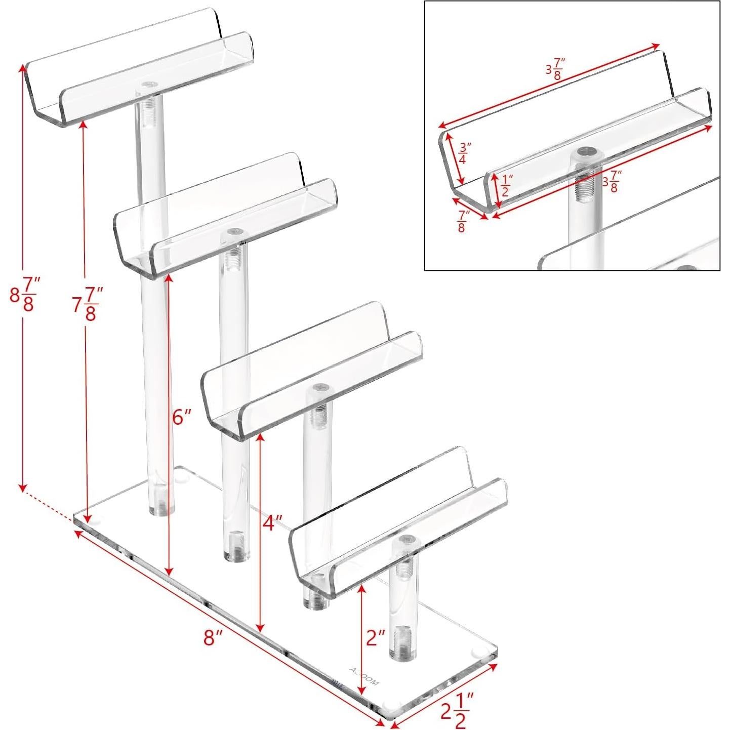 MOOCA Soporte Acrílico para Gafas 4 Niveles 20 cm