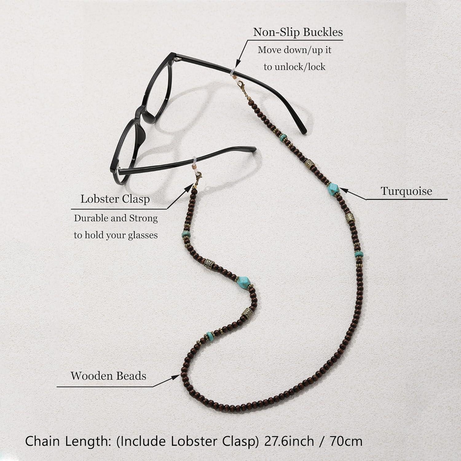 Cadena de Gafas GIOLOYS de Madera Hecha a Mano 69.85 cm