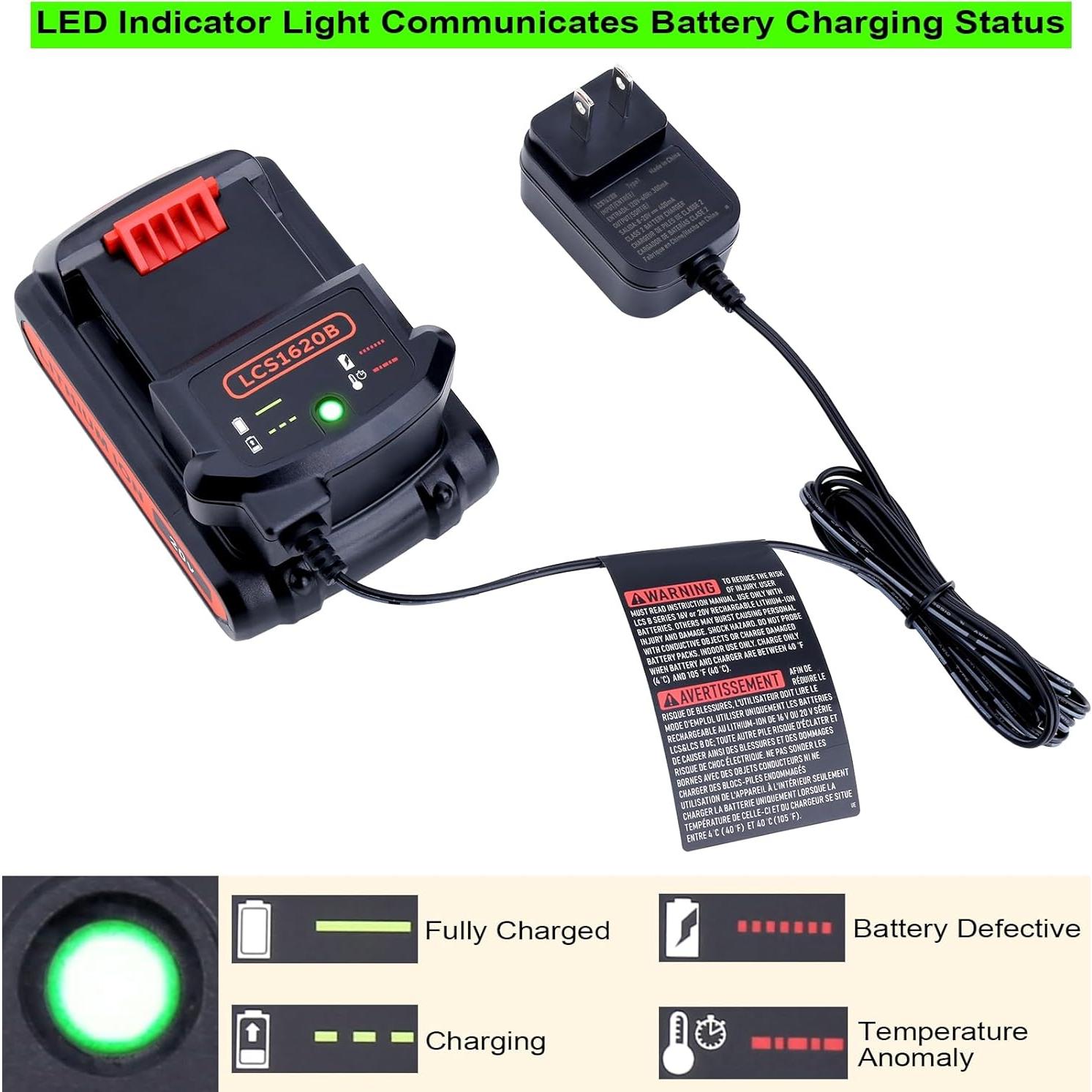 Cargador de Batería Litio Elefly LCS1620B 20V Compatible Black & Decker