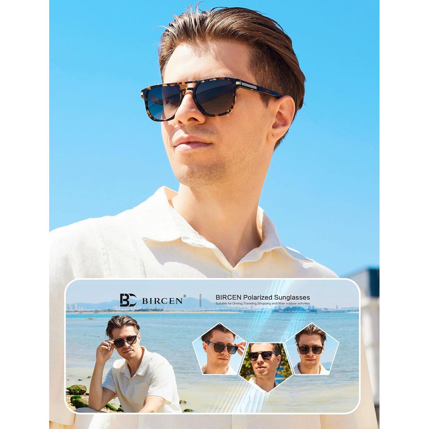 Gafas de sol polarizadas BIRCEN para hombres UV400 acetato