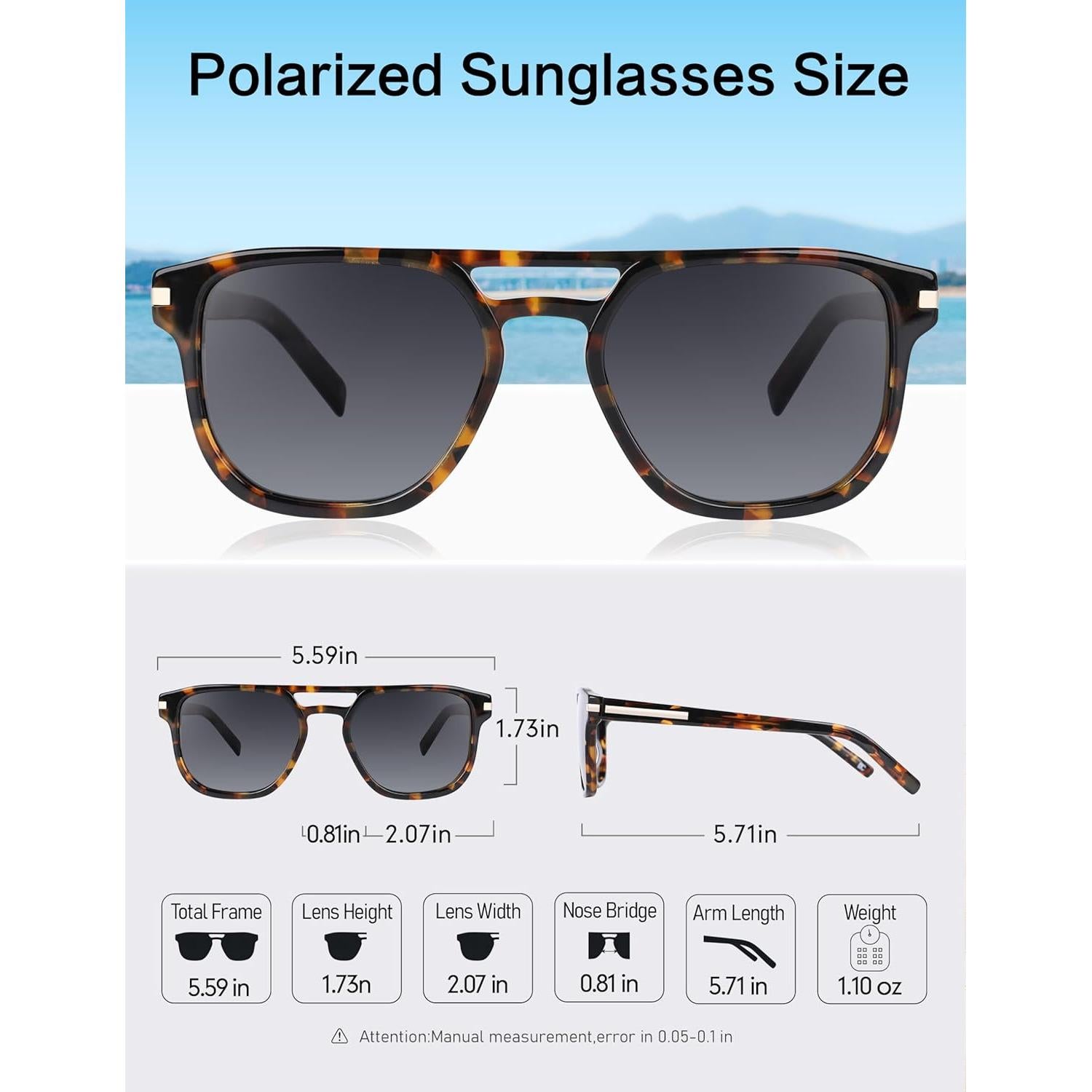 Gafas de sol polarizadas BIRCEN para hombres UV400 acetato