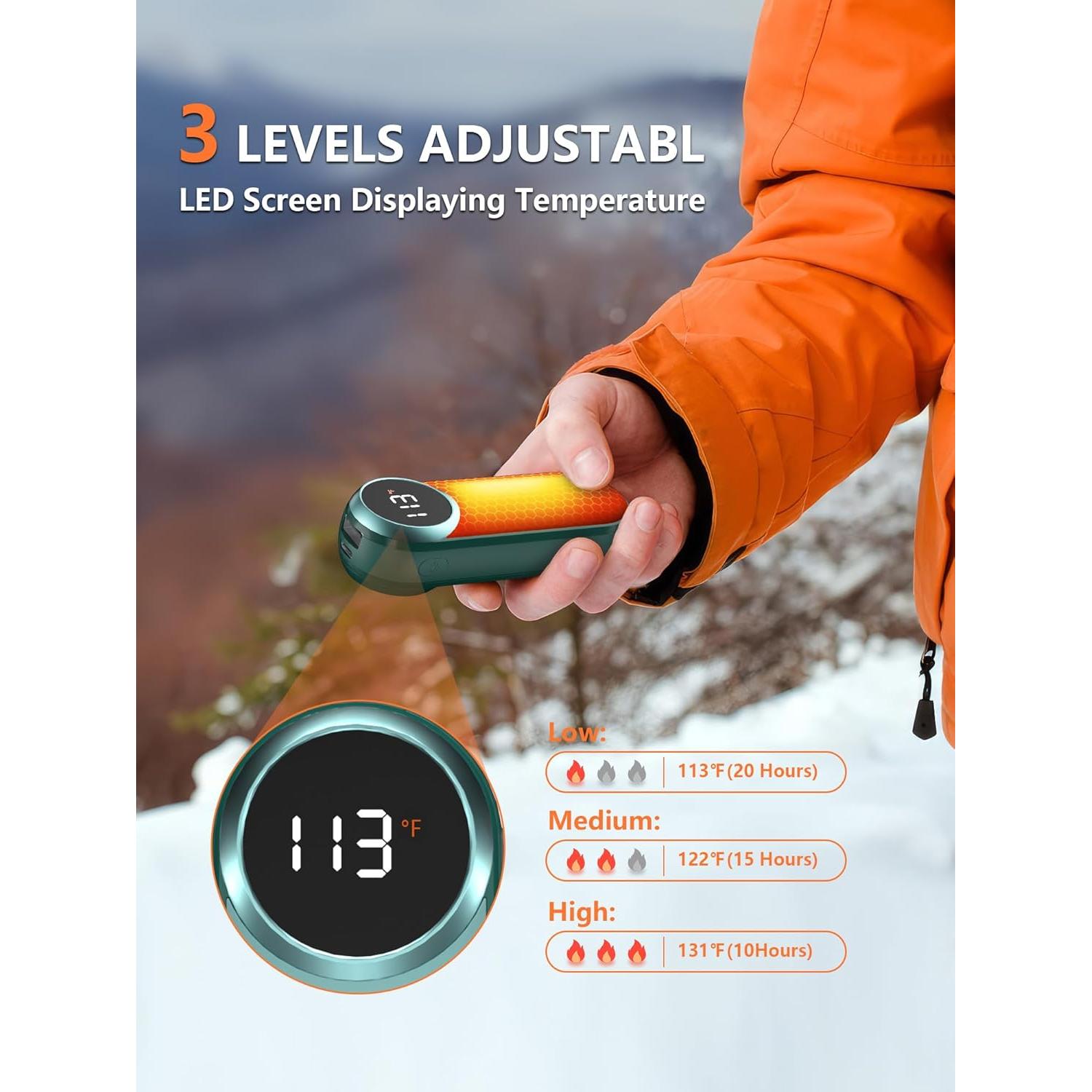 Calentadores de Manos Eléctricos Shirble 12000mAh 2 Paquete