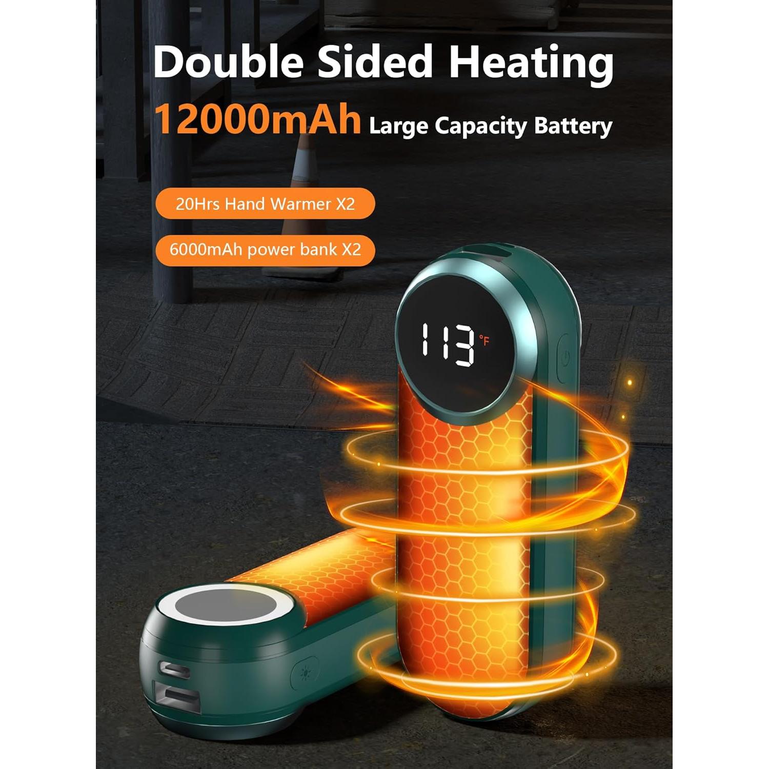 Calentadores de Manos Eléctricos Shirble 12000mAh 2 Paquete