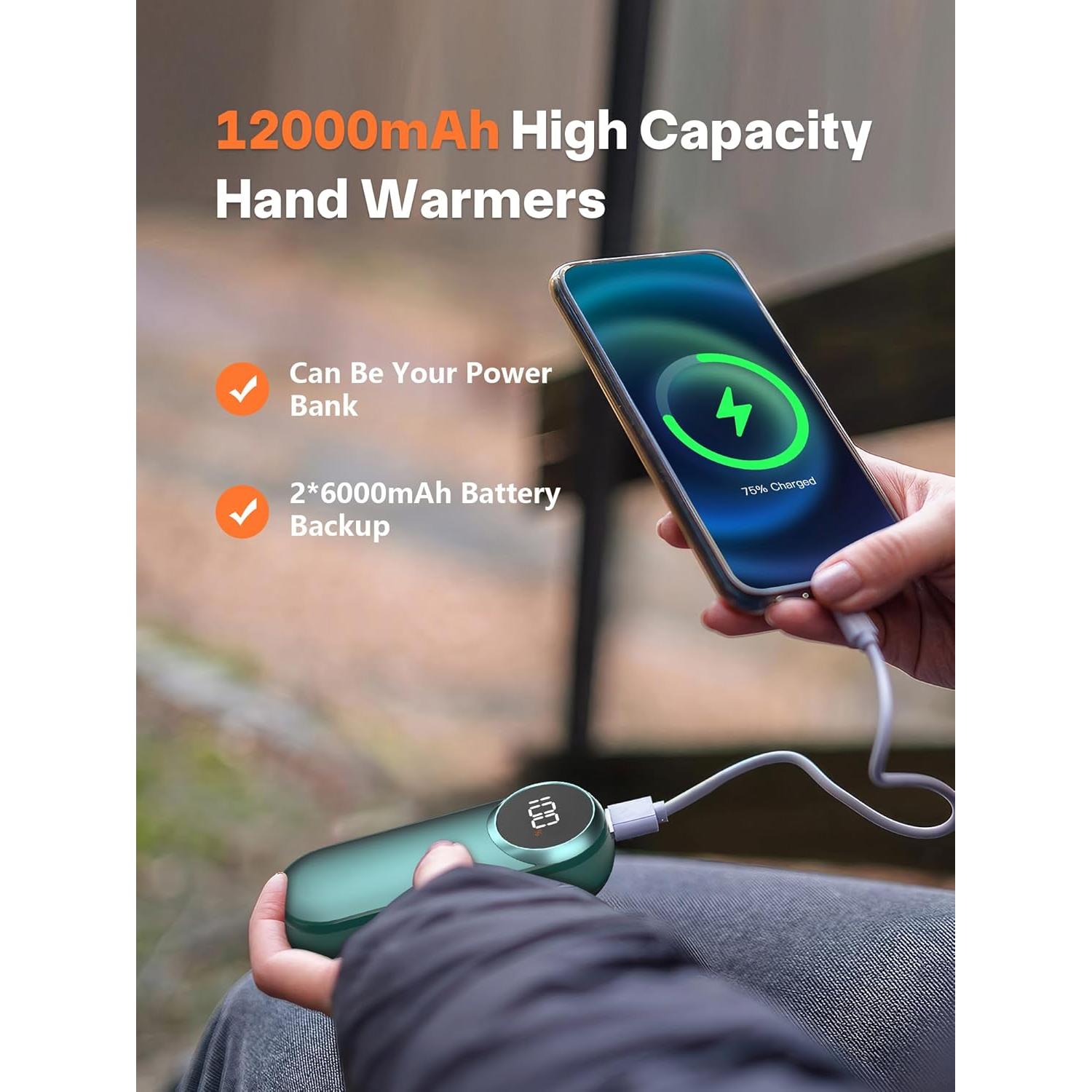 Calentadores de Manos Eléctricos Shirble 12000mAh 2 Paquete