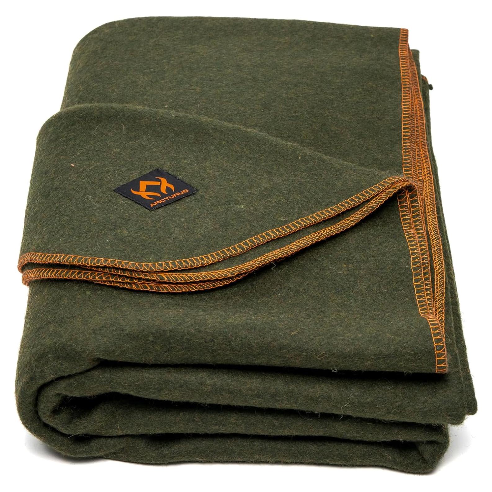 Manta de Lana Arcturus Verde Oliva 162x224 cm Lavable