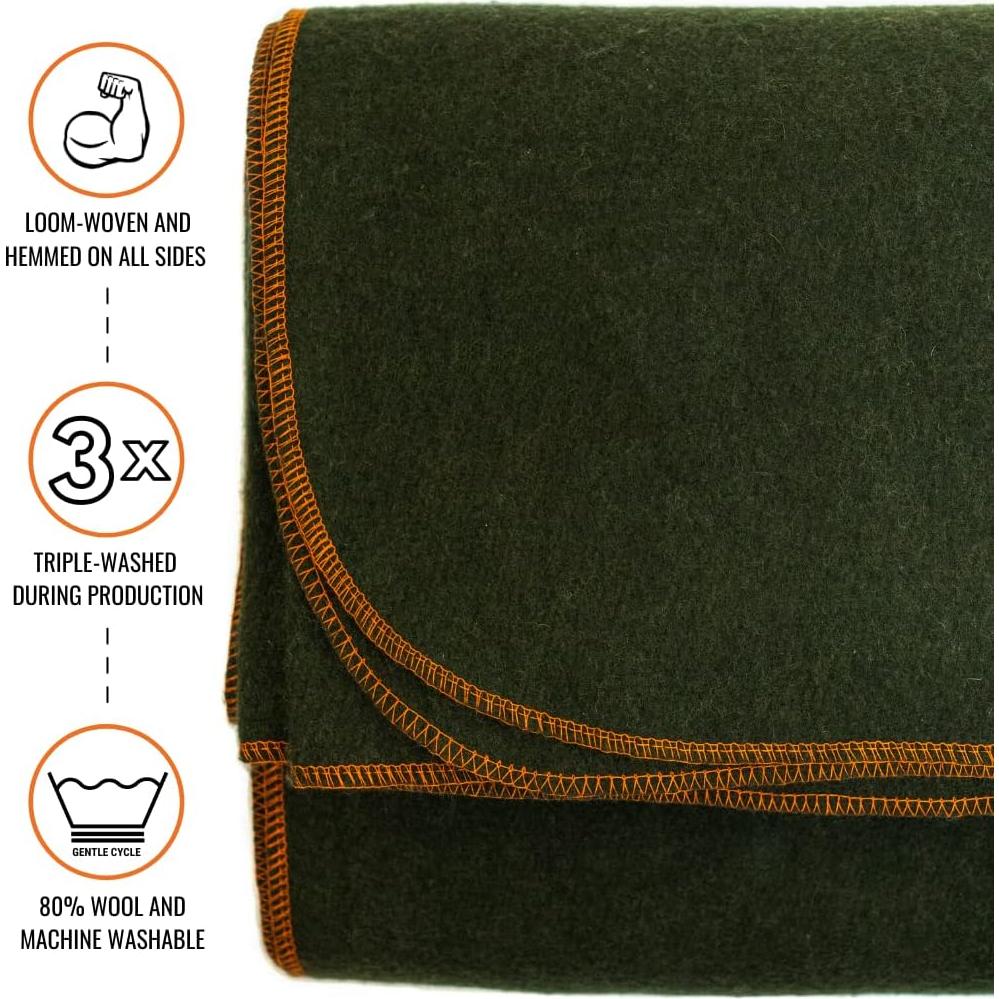 Manta de Lana Arcturus Verde Oliva 162x224 cm Lavable