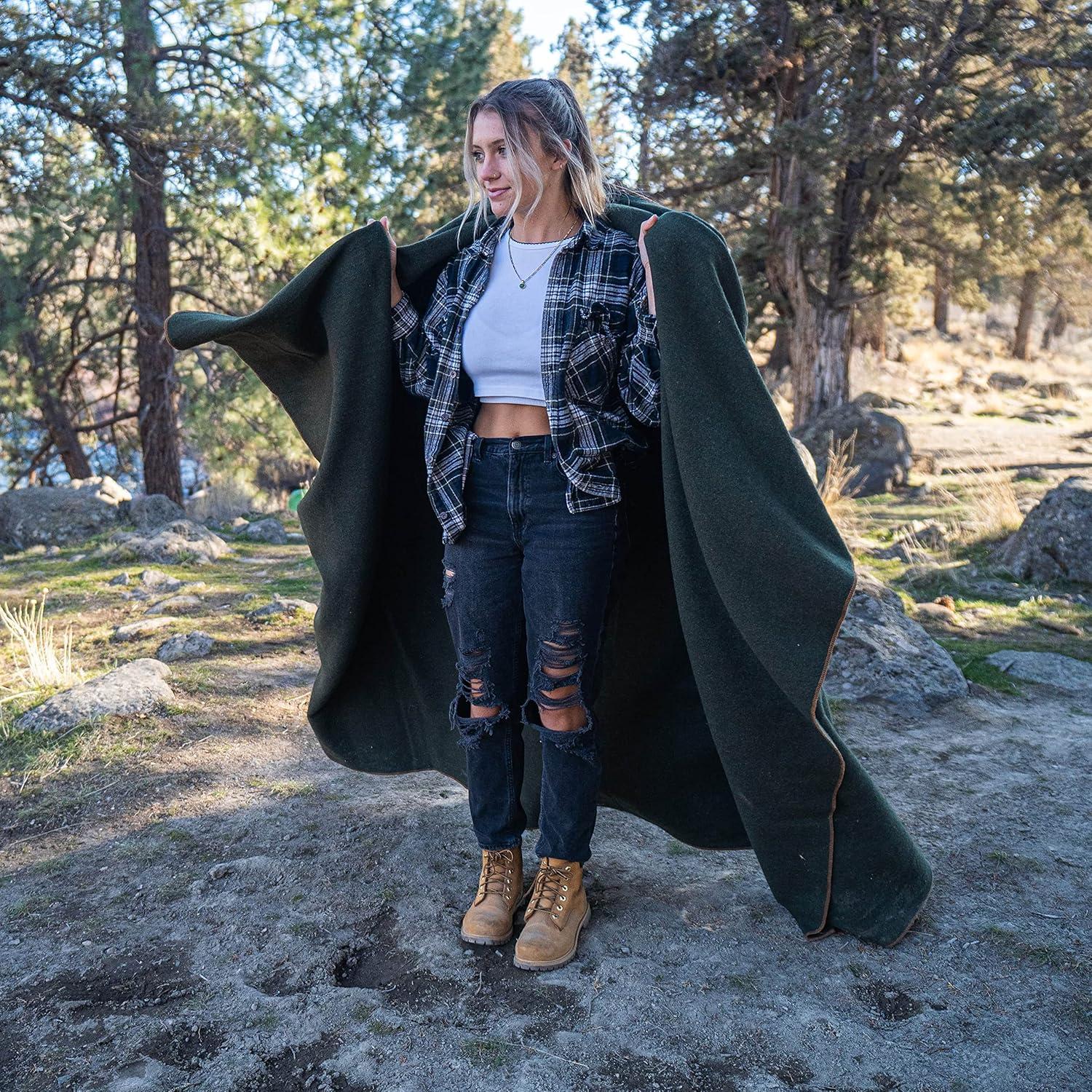 Manta de Lana Arcturus Verde Oliva 162x224 cm Lavable