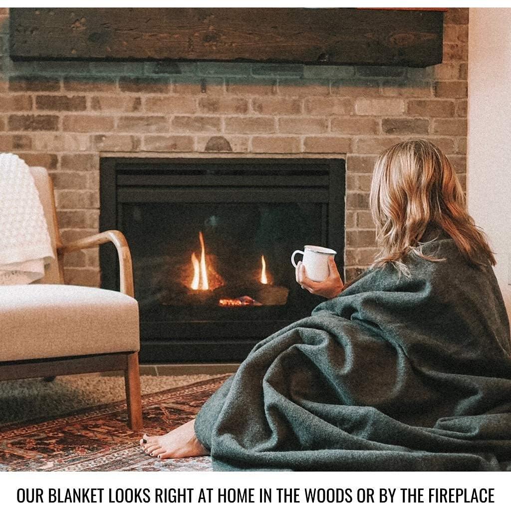 Manta de Lana Arcturus Verde Oliva 162x224 cm Lavable