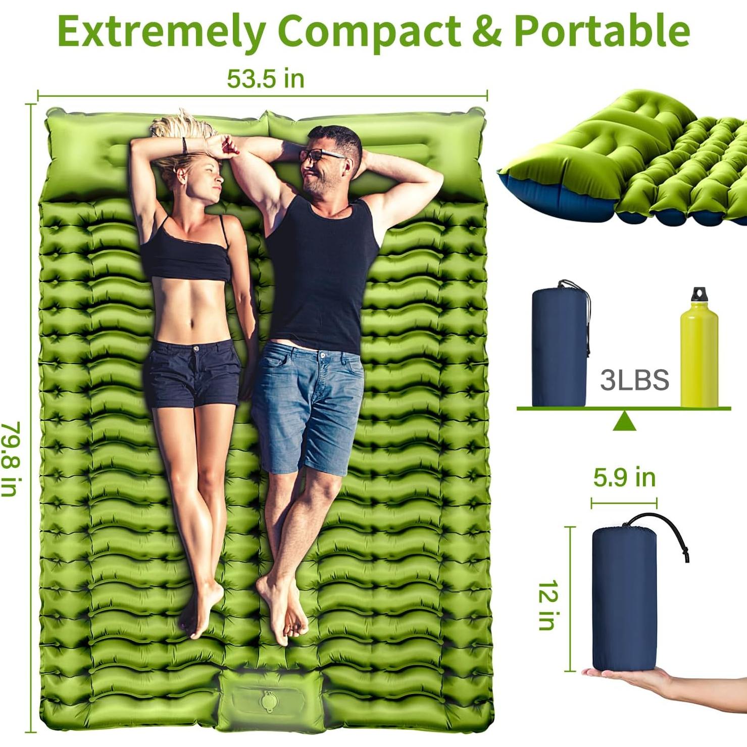 Colchón Inflable Yuzonc 4" Doble Autoinflable para Camping