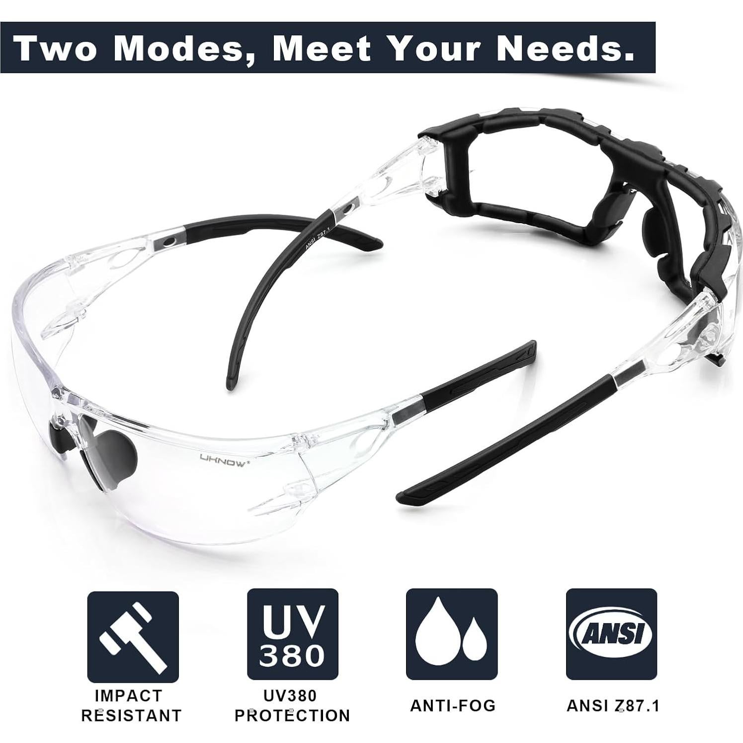 Gafas de Seguridad UKNOW - Antivaho y Espuma Desmontable