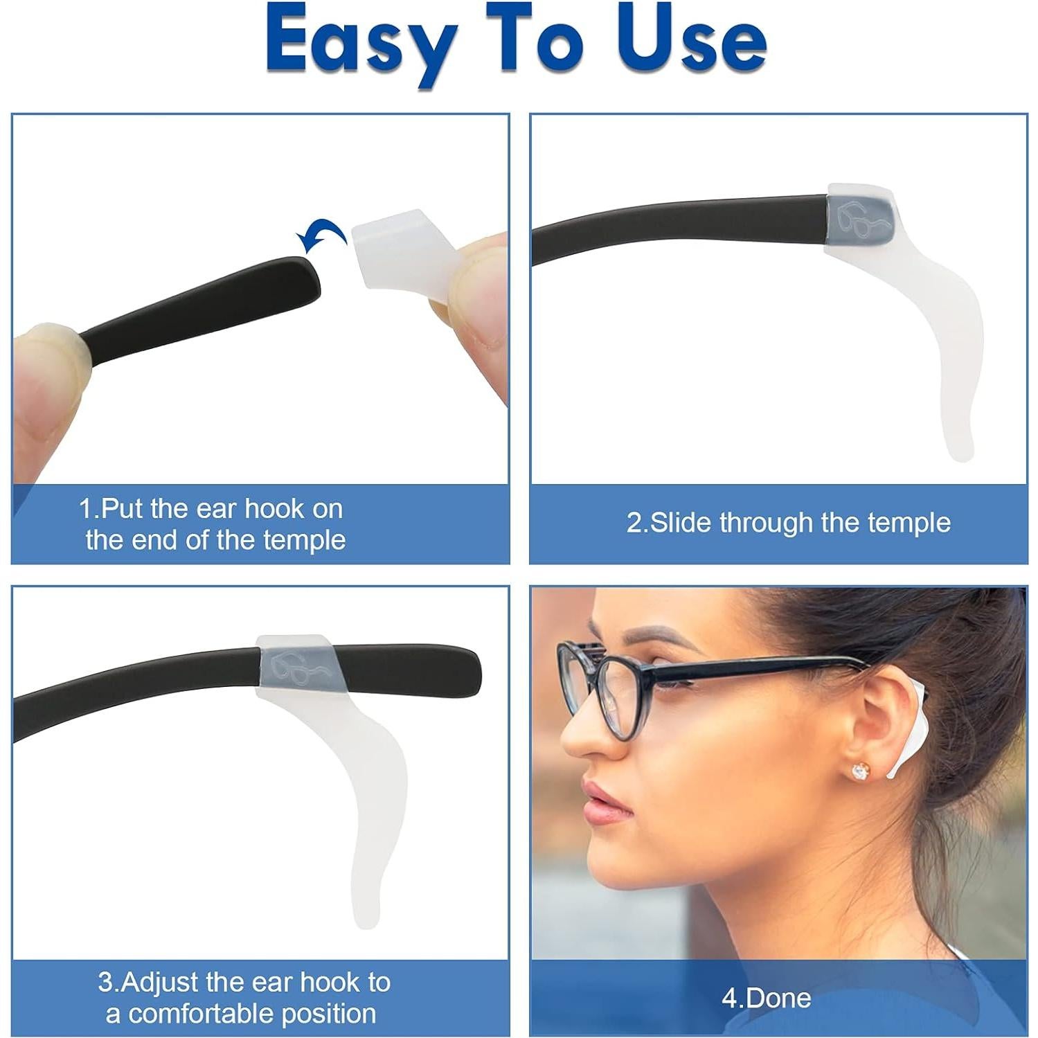 20 Pares de Sujetadores de Gafas TUOPUSIDA Silicona Transparente