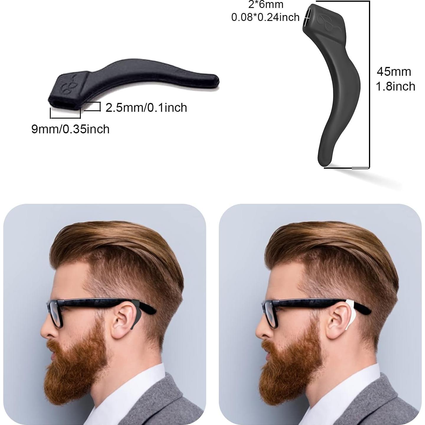 20 Pares Sujetadores Gafas Silicona Antideslizantes Negro