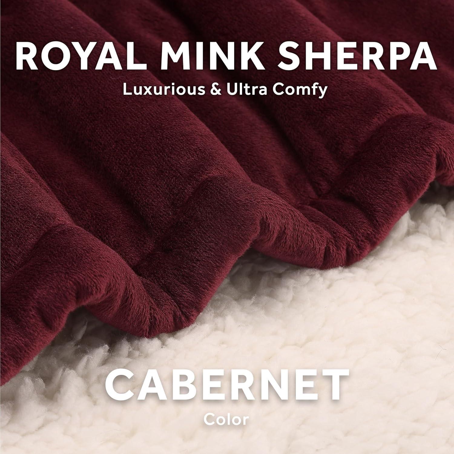 Manta Térmica Sunbeam Royal Mink Sherpa Cabernet 127x152 cm