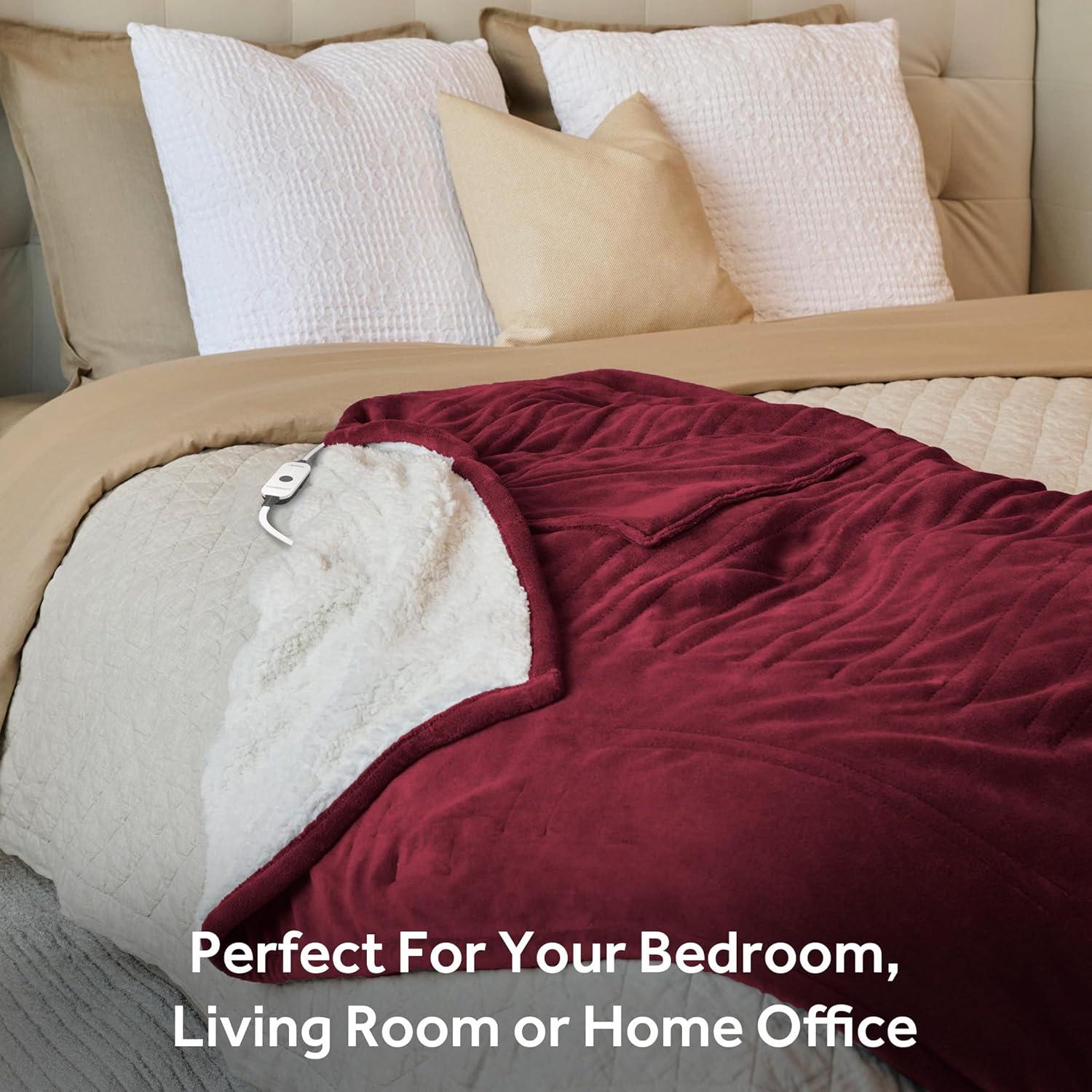 Manta Térmica Sunbeam Royal Mink Sherpa Cabernet 127x152 cm