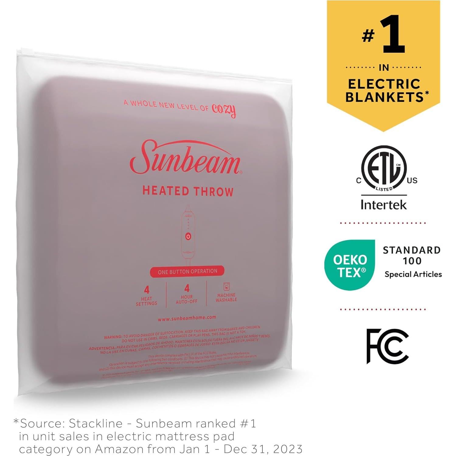 Manta Térmica Sunbeam Royal Mink Sherpa Cabernet 127x152 cm