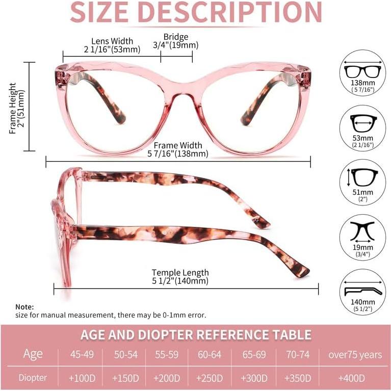 Paquete de 4 Gafas de Lectura Yuluki +1.0 Luz Azul UV400