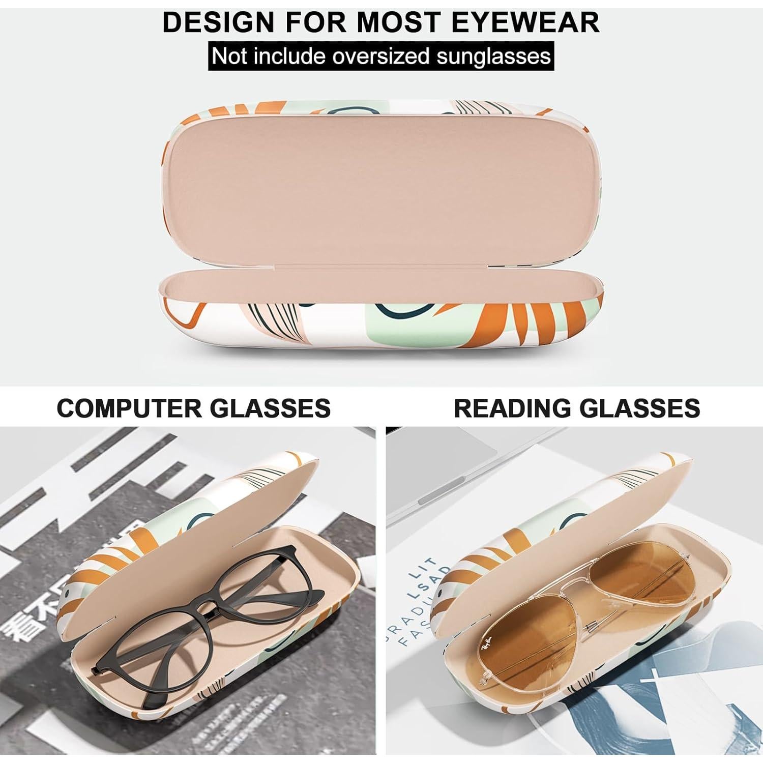 Estuche Duro para Gafas Hoja Abstracta con Paño de Limpieza