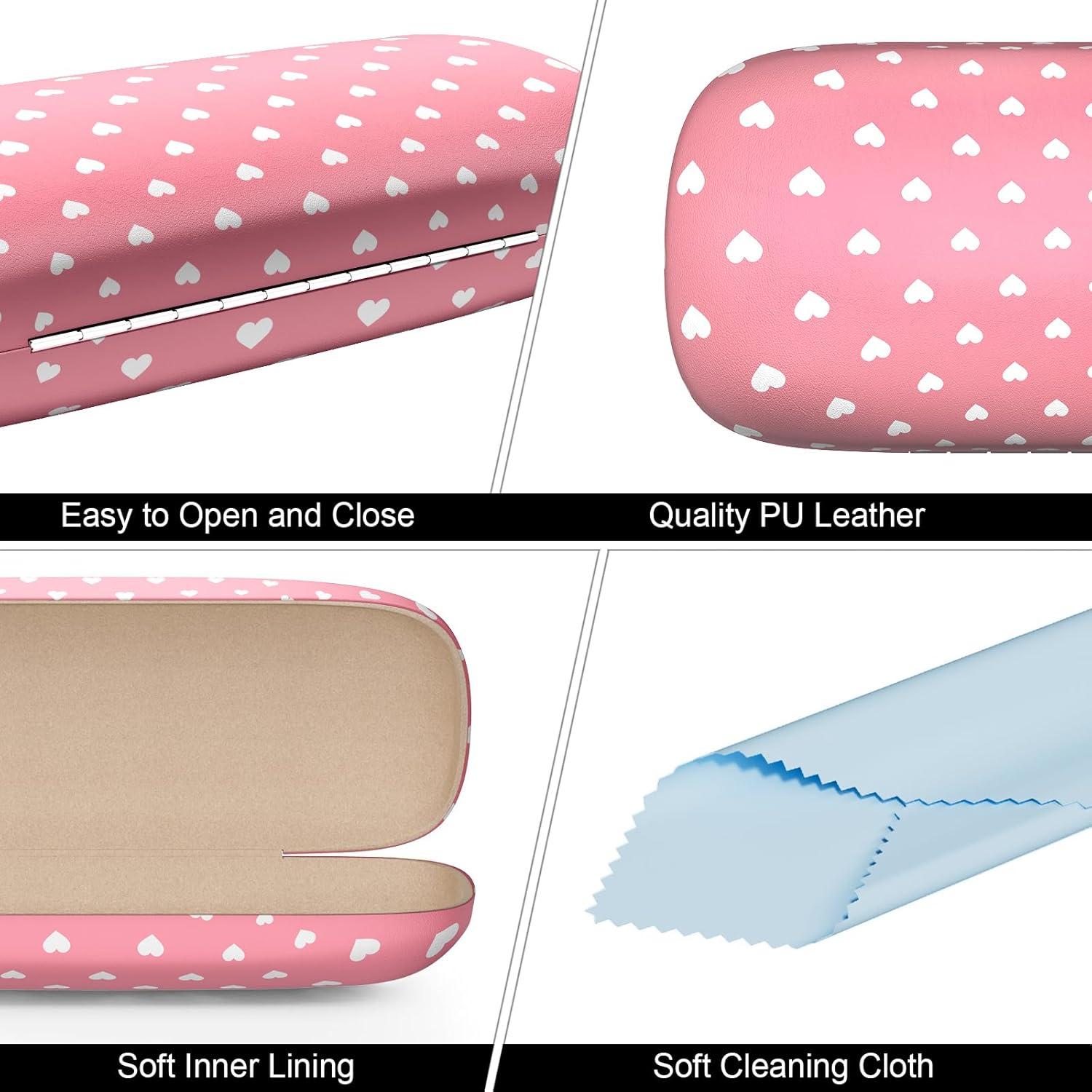 Estuche Duro para Gafas Corazón Rosa - Unisex, Protección