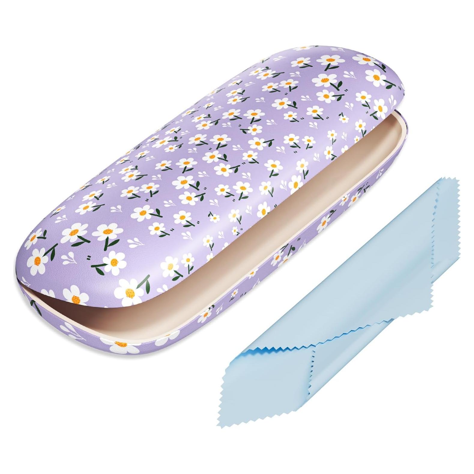 Estuche para Gafas Duras PU Margarita Púrpura Unisex