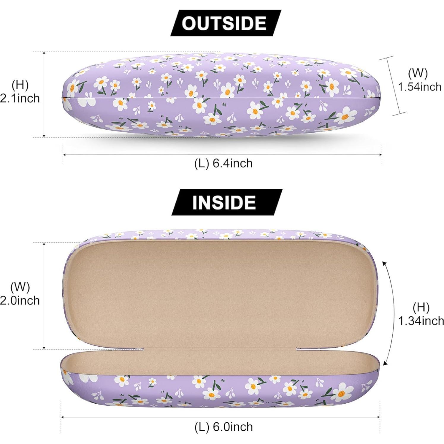 Estuche para Gafas Duras PU Margarita Púrpura Unisex