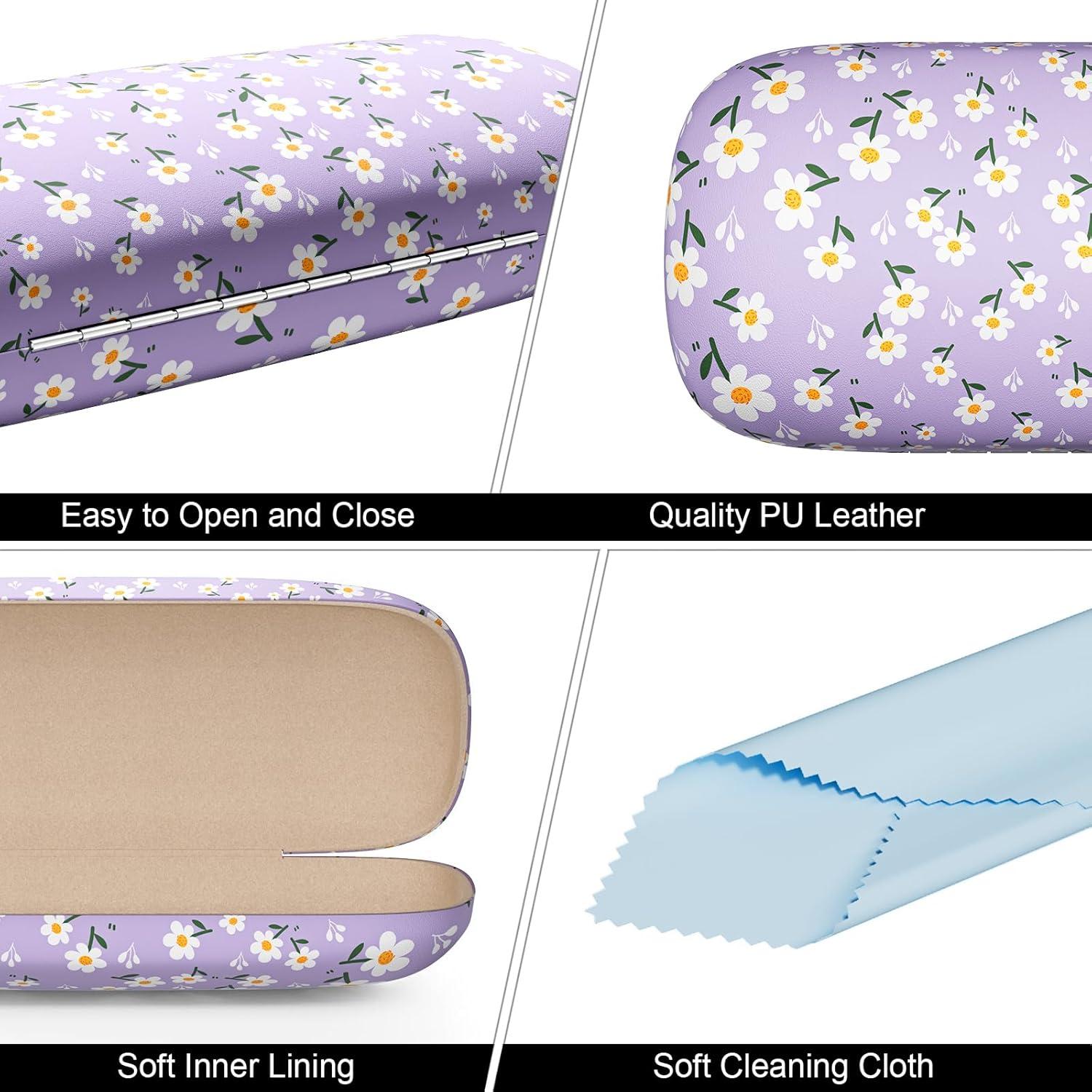 Estuche para Gafas Duras PU Margarita Púrpura Unisex