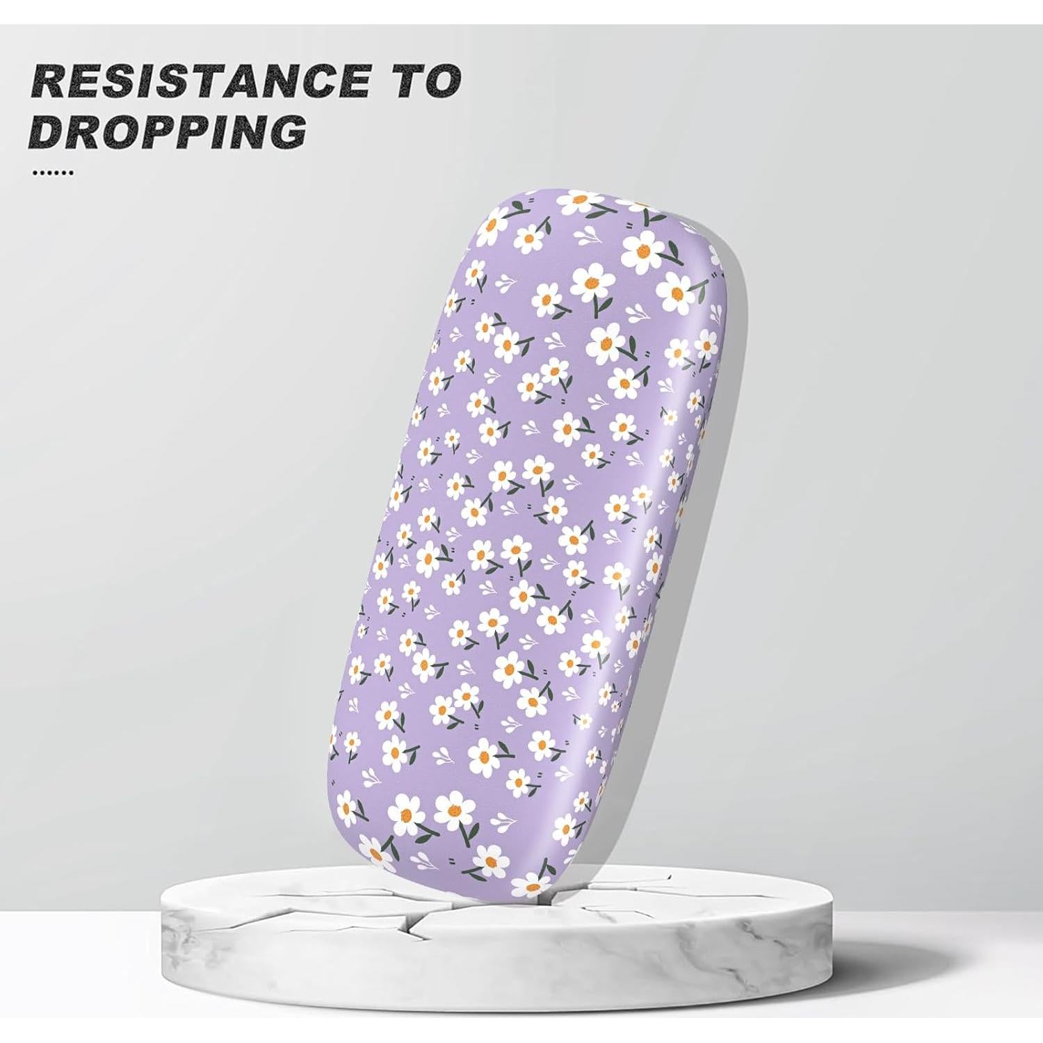 Estuche para Gafas Duras PU Margarita Púrpura Unisex