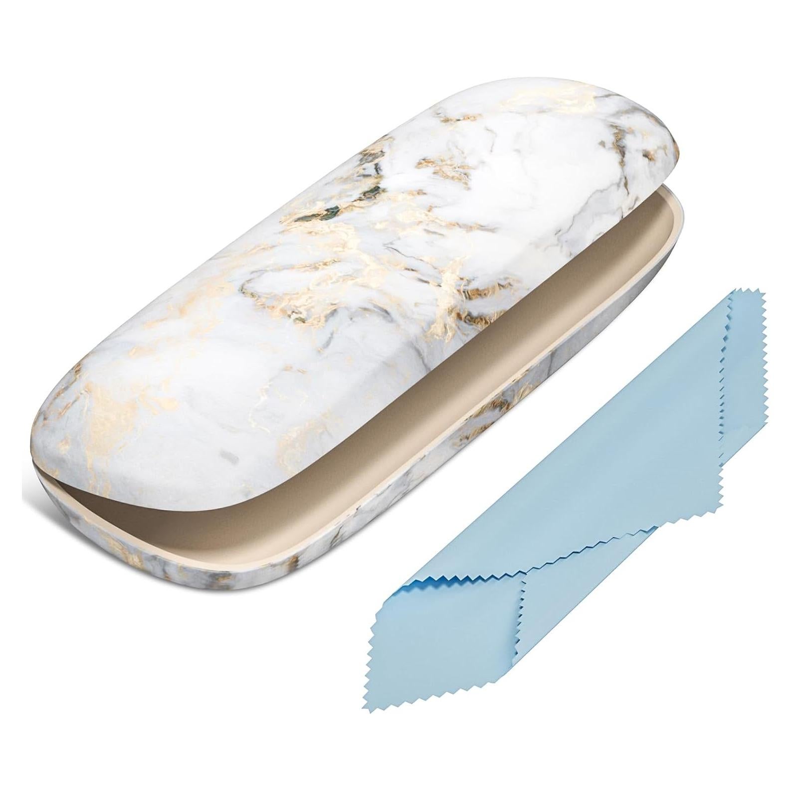 Estuche Duro para Gafas Mármol Gris Unisex con Paño