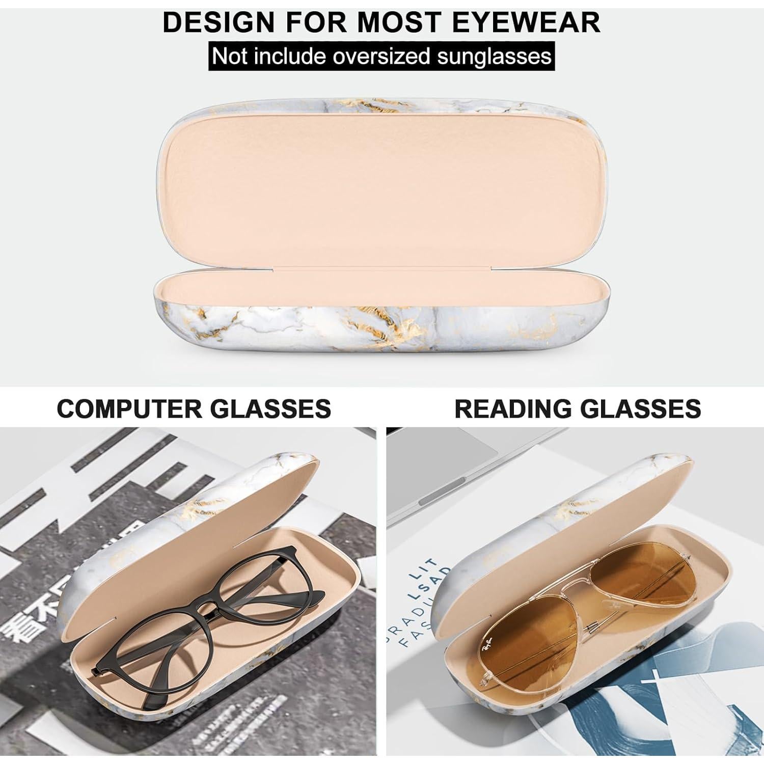 Estuche Duro para Gafas Mármol Gris Unisex con Paño