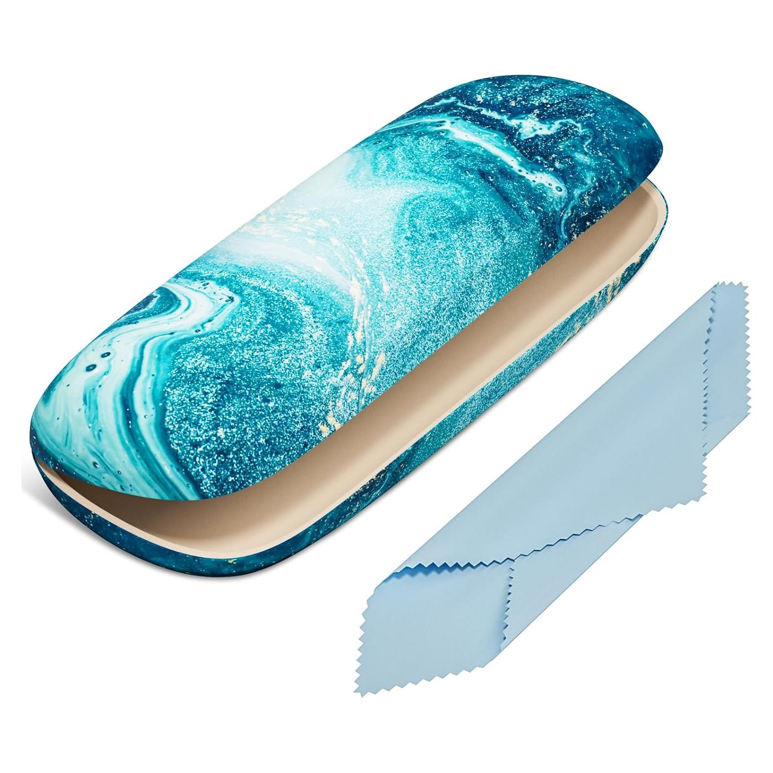 Estuche Duro para Gafas Mármol Azul Océano Unisex