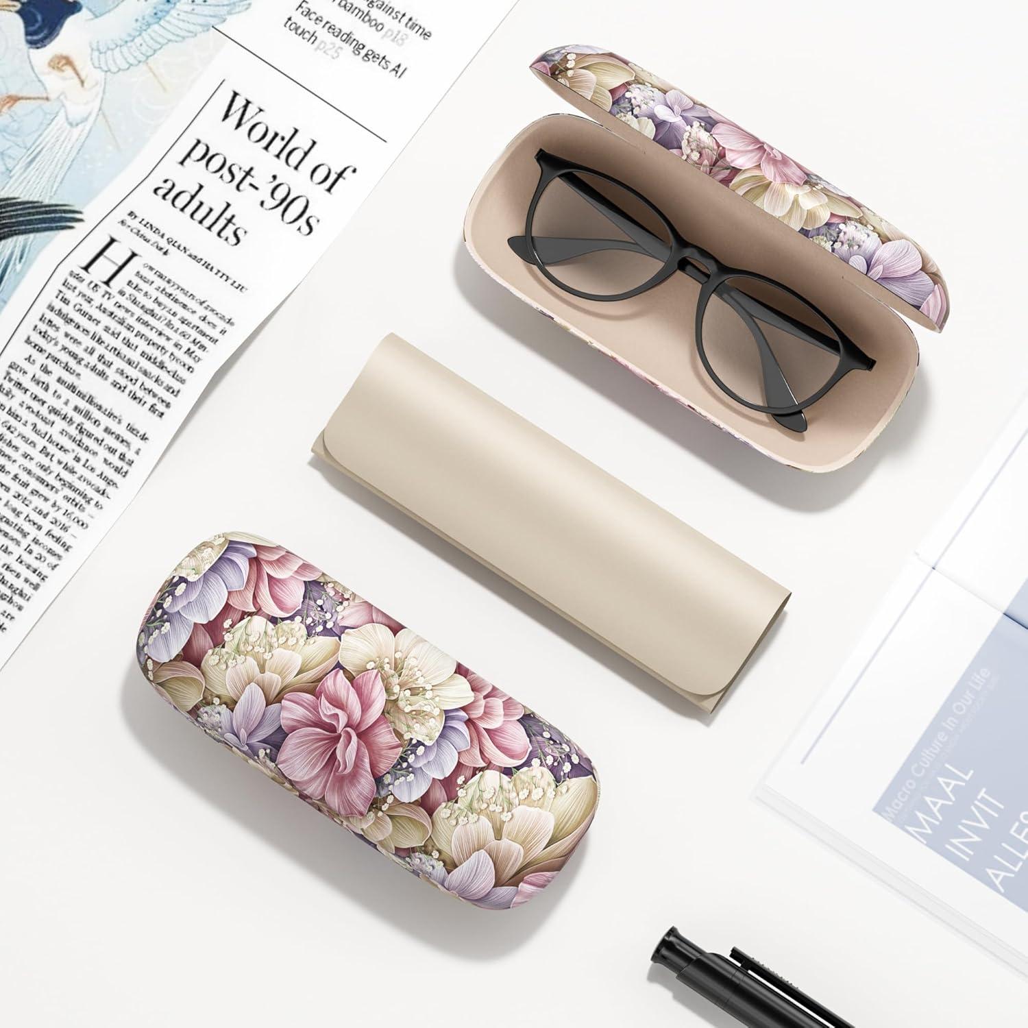 Estuche Duro para Gafas - Unisex Flores Rosas y Amarillas