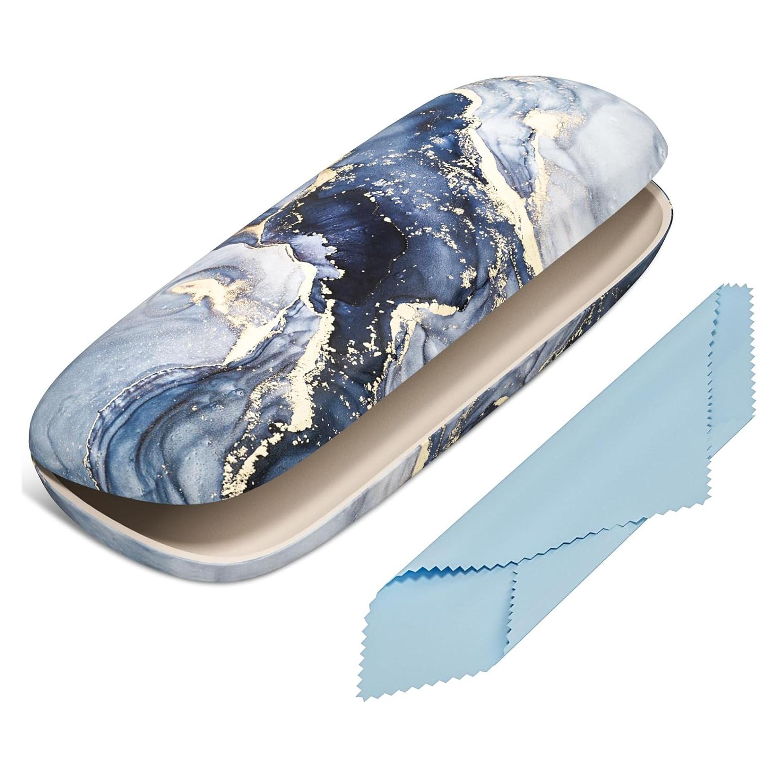 Estuche para Gafas Concha Dura Mármol Azul Dorado Unisex