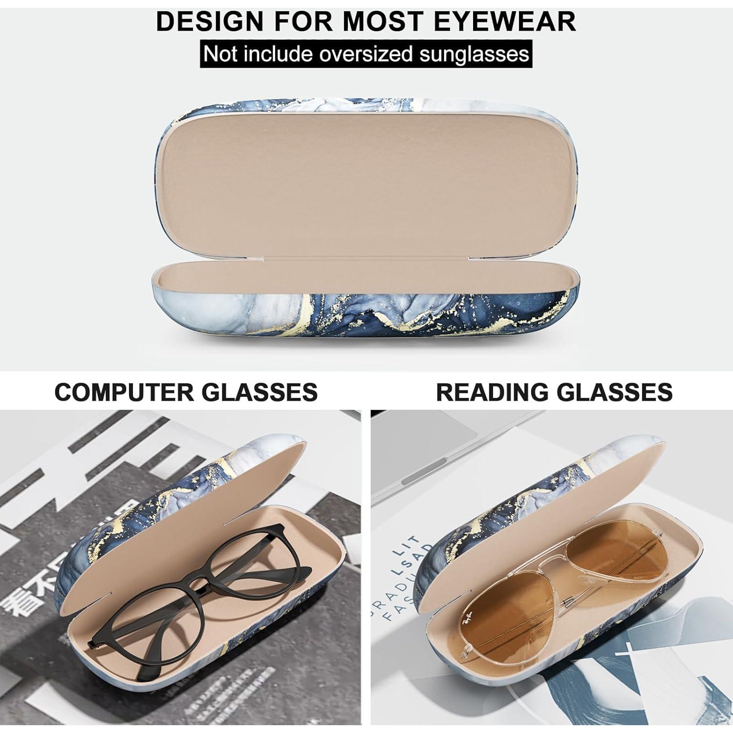 Estuche para Gafas Concha Dura Mármol Azul Dorado Unisex