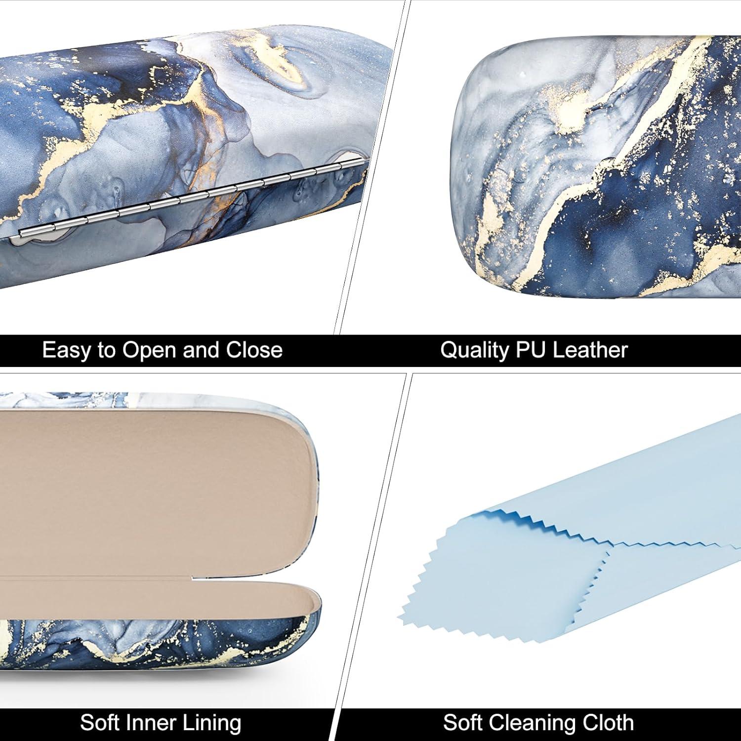 Estuche para Gafas Concha Dura Mármol Azul Dorado Unisex