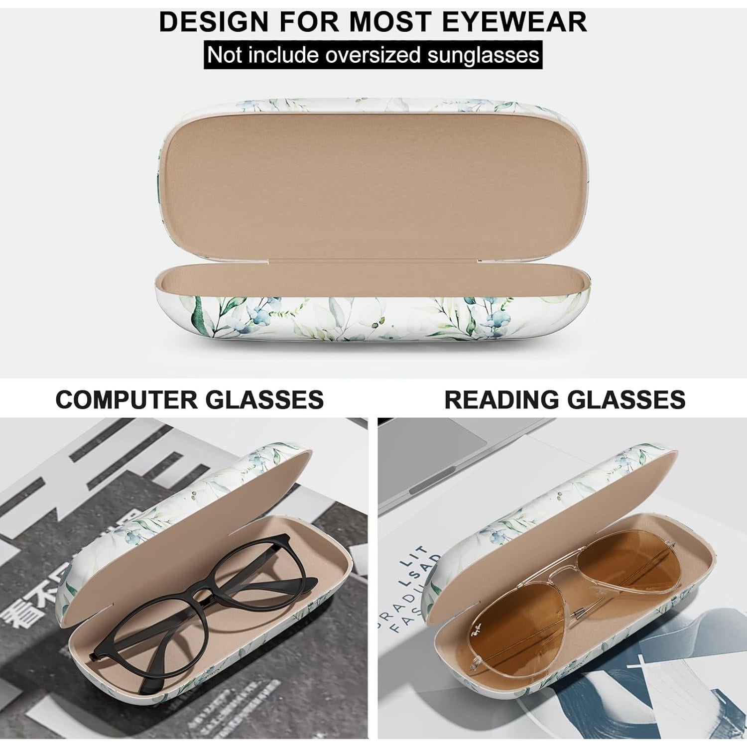 Estuche Duro para Gafas Unisex Hojas de Eucalipto
