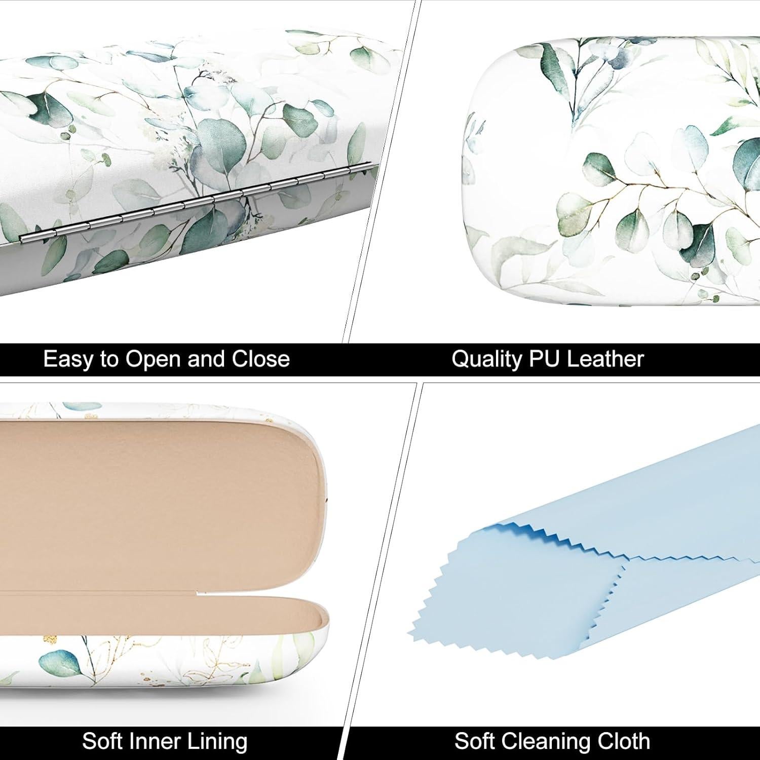 Estuche Duro para Gafas Unisex Hojas de Eucalipto