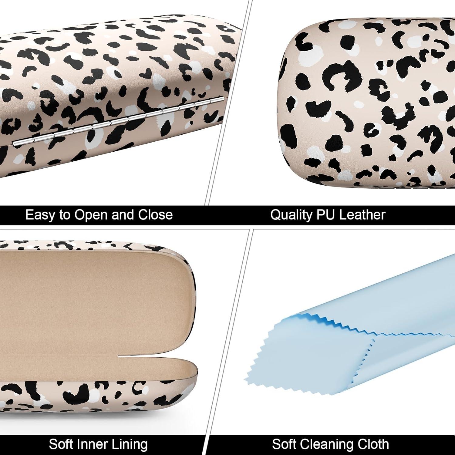 Estuche Duro para Gafas Leopardo con Paño de Limpieza