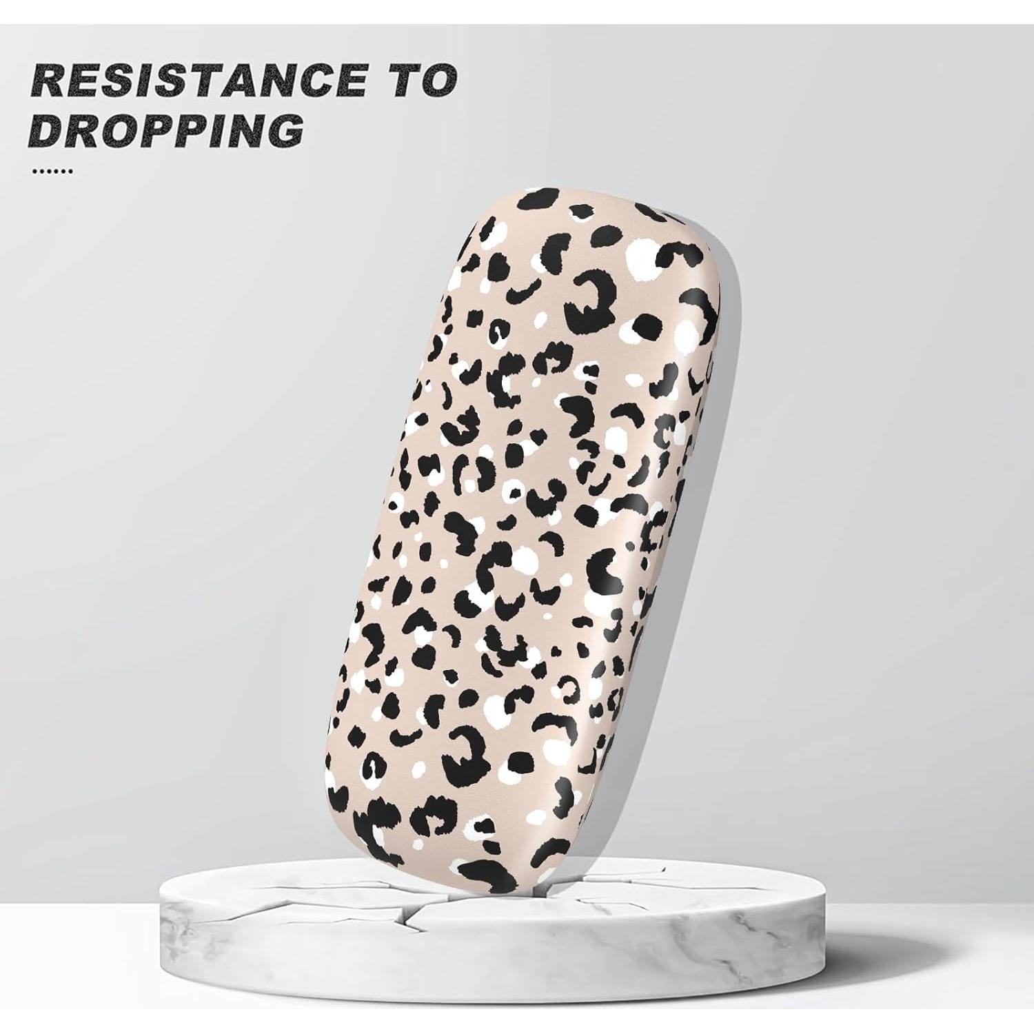 Estuche Duro para Gafas Leopardo con Paño de Limpieza