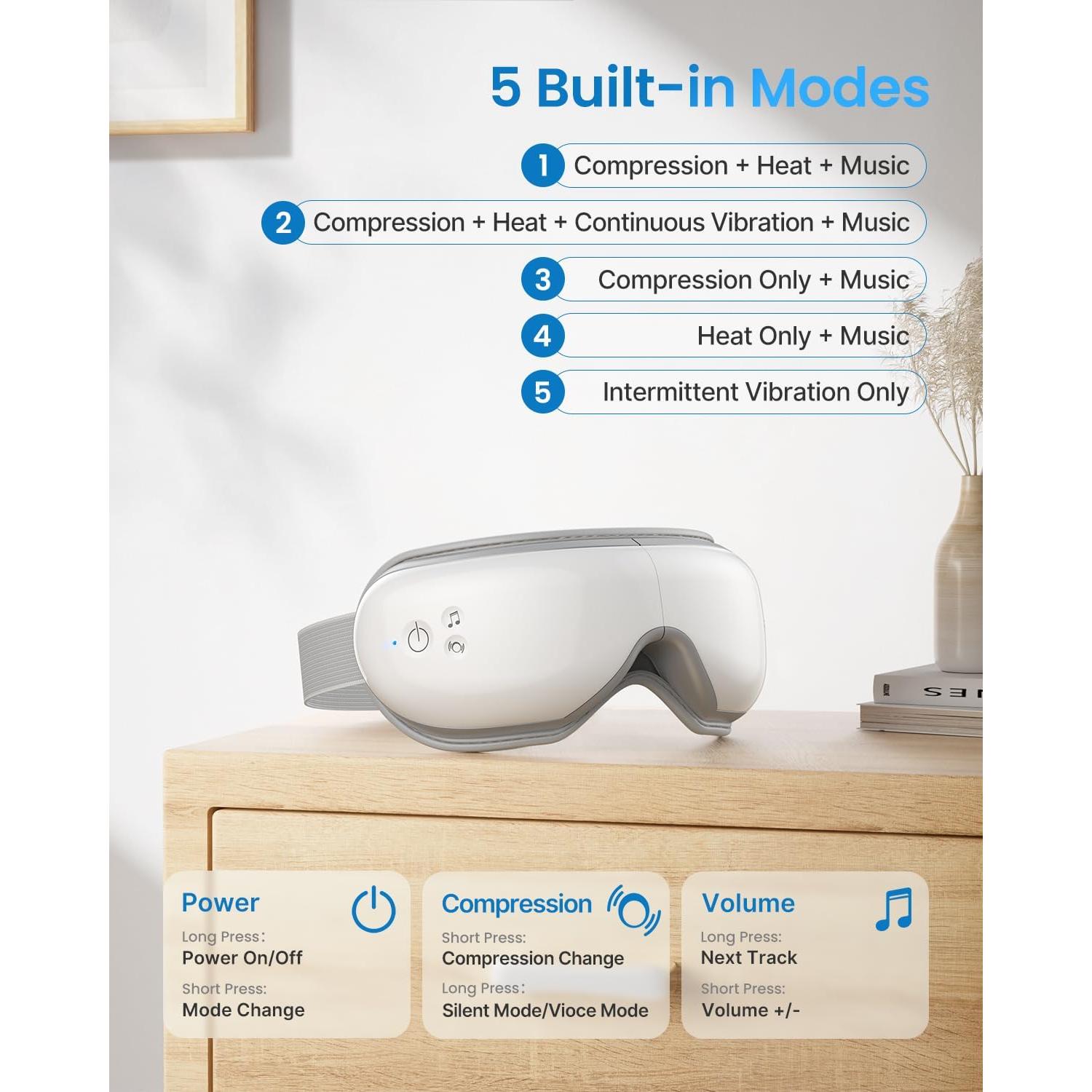 Masajeador de Ojos RENPHO RF-EM001 con Calor y Diseño Plegable