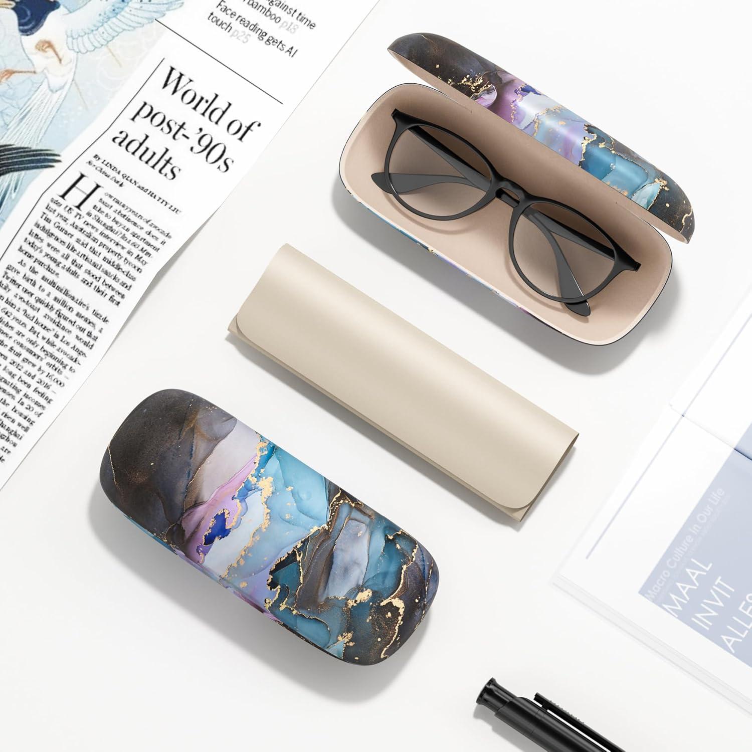 Estuche Duro para Gafas Unisex Mármol Colorido con Paño